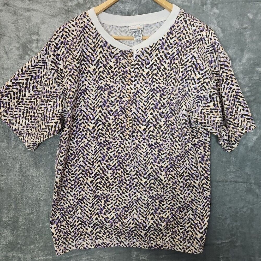 Middlebrook Park Herringbone Top Sz Lg polyester cotton Singapore 1/2 button up